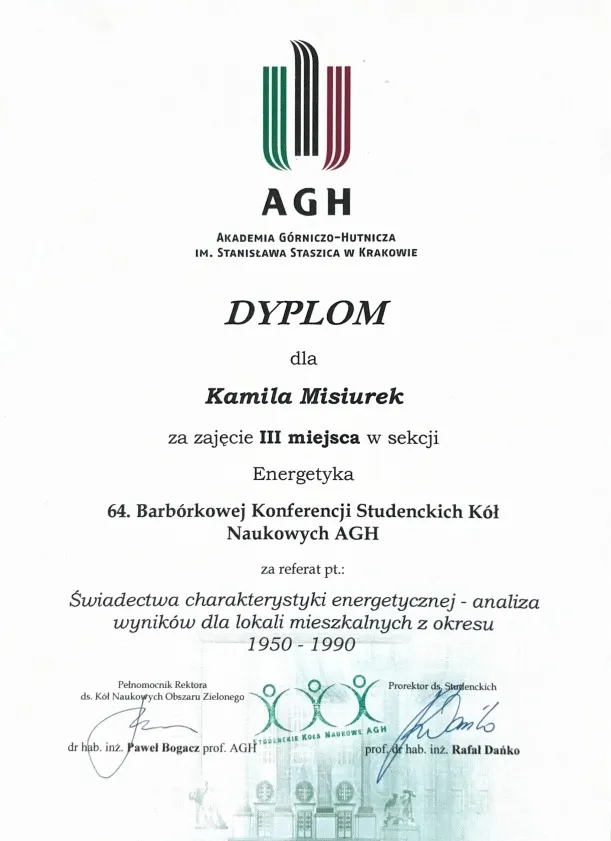 Dyplom potwierdzający kwalifikacje techniczne specjalisty AudytPro